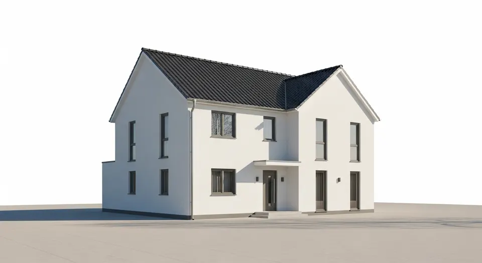 Fertighaus-Vorschau im Konfigurator: Einfamilienhaus mit Satteldach samt Preiseinordnung