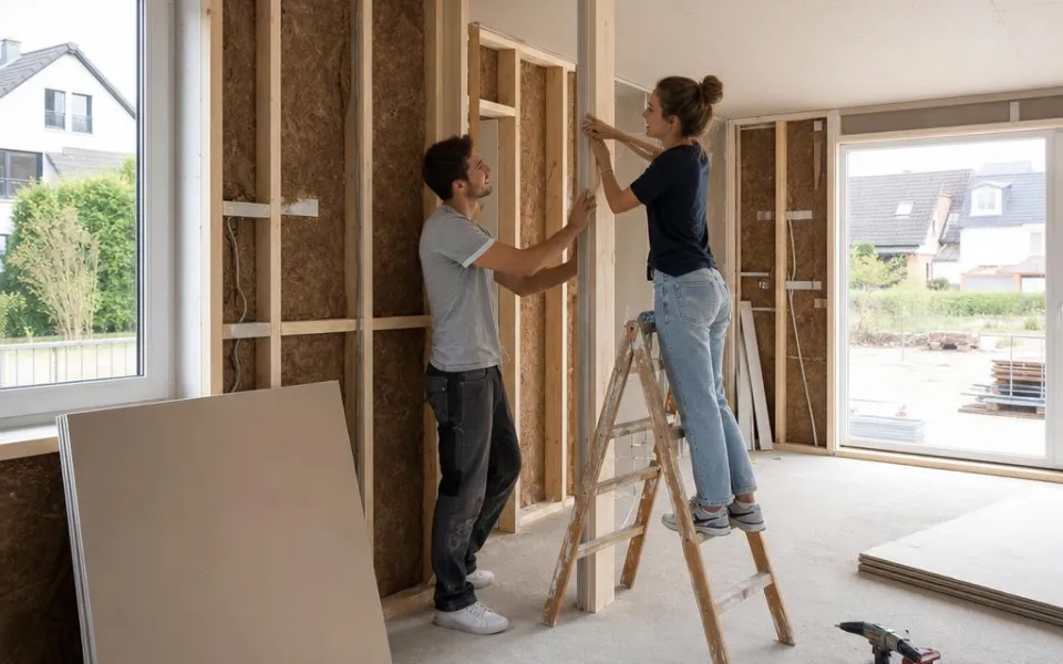 Ausbauhaus von innen: Bauherren beim Innenausbau in Eigenleistung – so senken Sie die Baukosten 2026